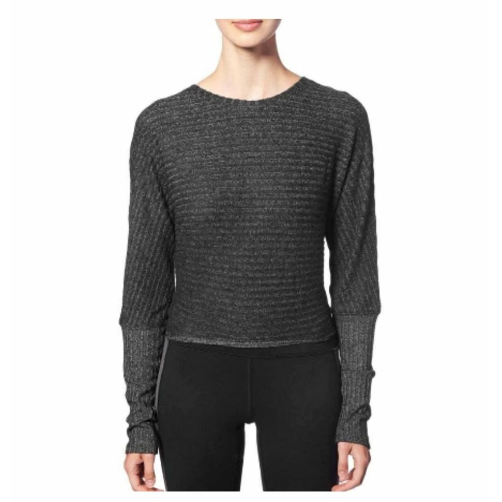 Splendid Womens Ribbed Knit Tie Back Activewear Top Grey RH8S104 XL